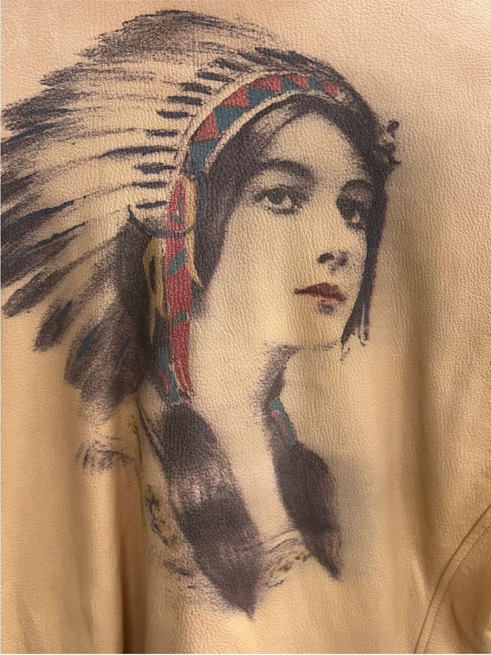 Rare Double D Ranch Leather Jacket native american woman princess headdress - Picture 8 of 14